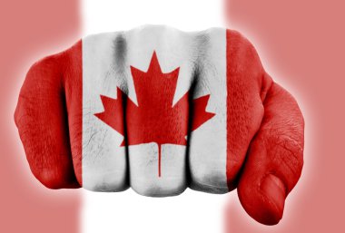 Fist with canadian flag clipart