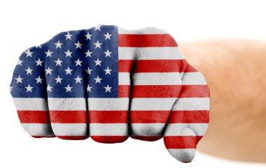 Fist with us flag isolated on white clipart