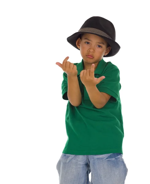 Multietniskt pojke med hatt — Stockfoto