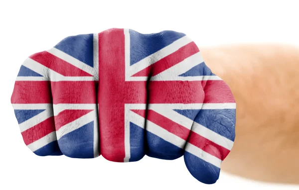 Fist with british flag isolated on white — Stock Photo, Image