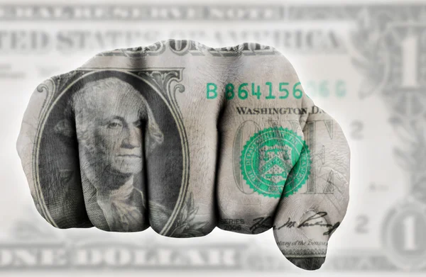 Fist with one us dollar — Stock Photo, Image