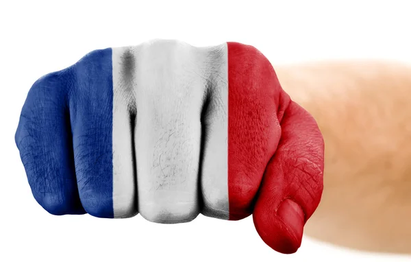 Pięść z francuska flaga na białym tle — Zdjęcie stockowe