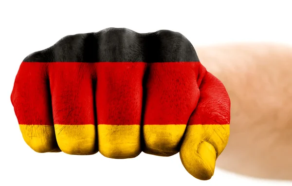 Pięść z niemiecką banderą na białym tle — Zdjęcie stockowe