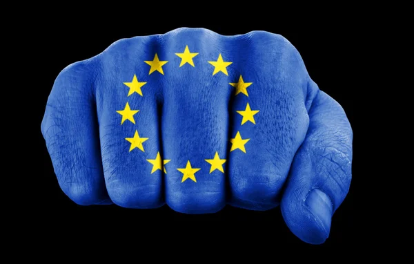 Avrupa Birliği bayrağı ile yumruk — Stok fotoğraf
