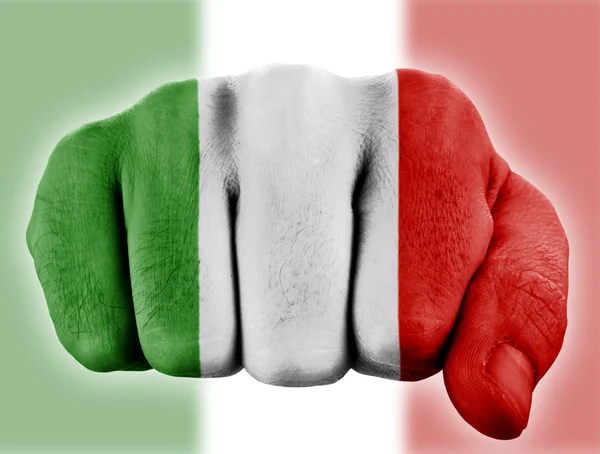 Pięść z włoskiej flagi — Zdjęcie stockowe