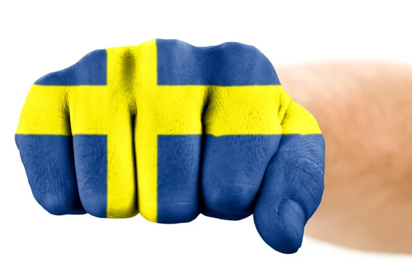 Γροθιά με σουηδική σημαία — Φωτογραφία Αρχείου