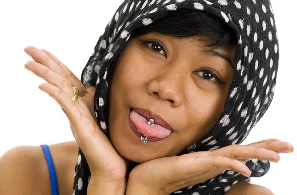 Jovem mulher asiática com lenço de cabeça — Fotografia de Stock