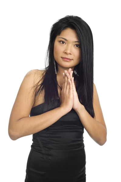 Woman with welcome expression — Stock Photo, Image