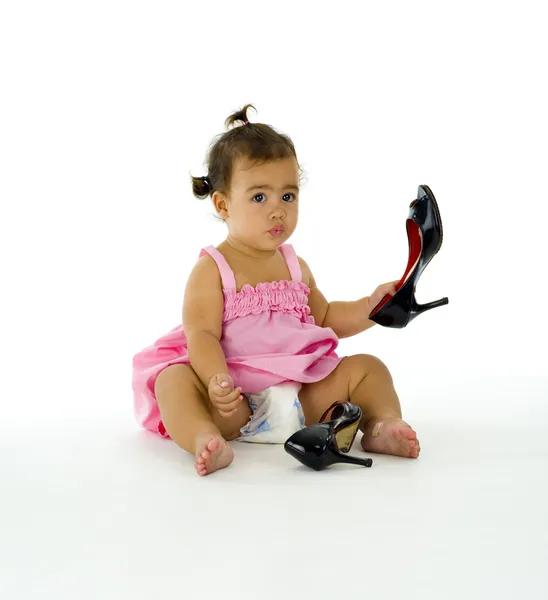 Menina com sapatos de salto alto — Fotografia de Stock