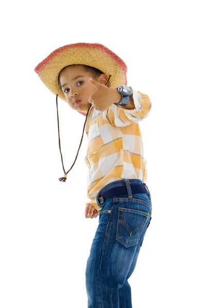 Jonge cowboy met duim omhoog Rechtenvrije Stockfoto's