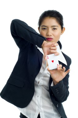 Beautiful woman with a set pokercards clipart