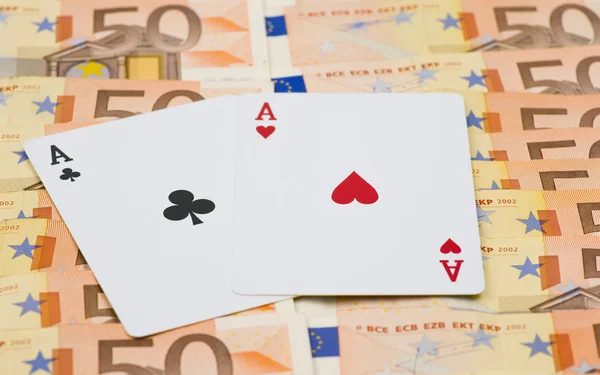 2 aces 50 euro bills — Stock Photo, Image