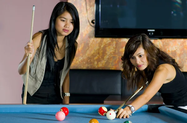 stock image Women playing pool