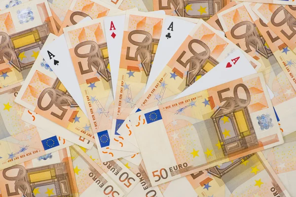 4 aces and euros — Stock Photo, Image