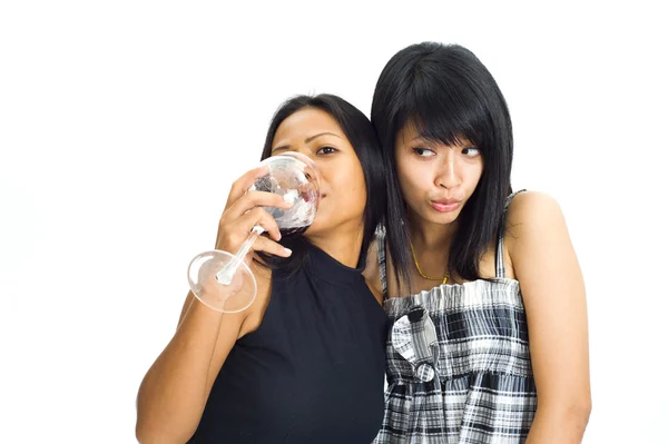 Asian women making funny faces — Stock Photo, Image