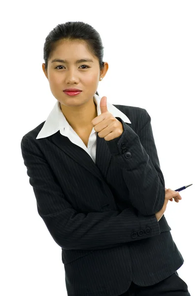 Business woman with thumb up — Stock Photo, Image