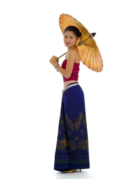 Geleneksel elbiseleri Taylandlı kız — Stok fotoğraf