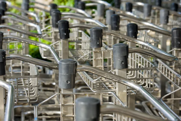 stock image Airport trolleys