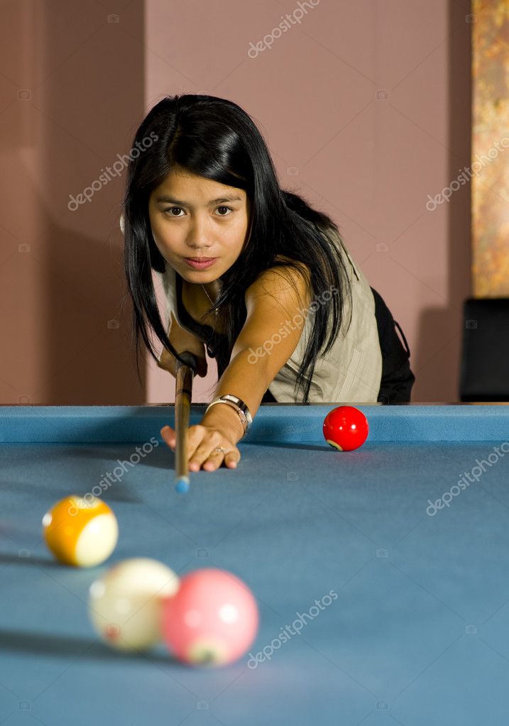 Woman playing pool Stock Photo by ©macky_ch 2542226