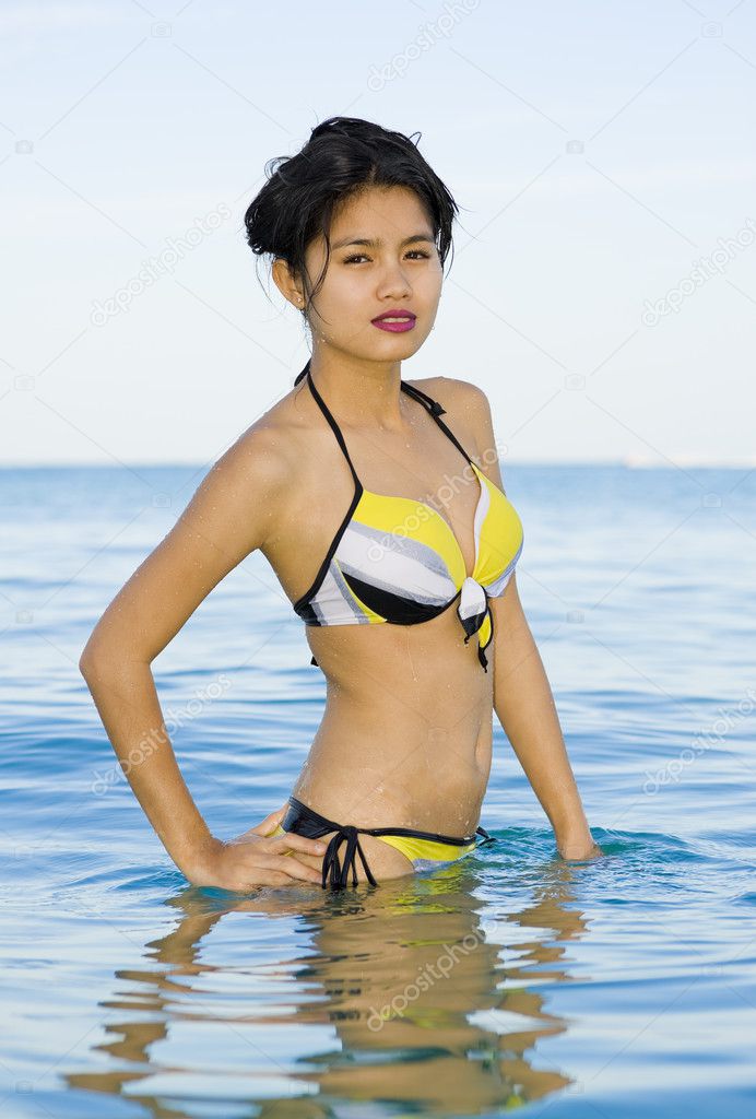 Asian beauty in the sea