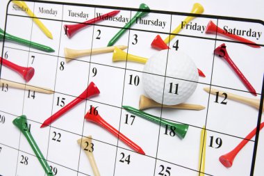 Calendar and Golf Tees clipart