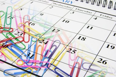 Paper Clips and Calendar clipart