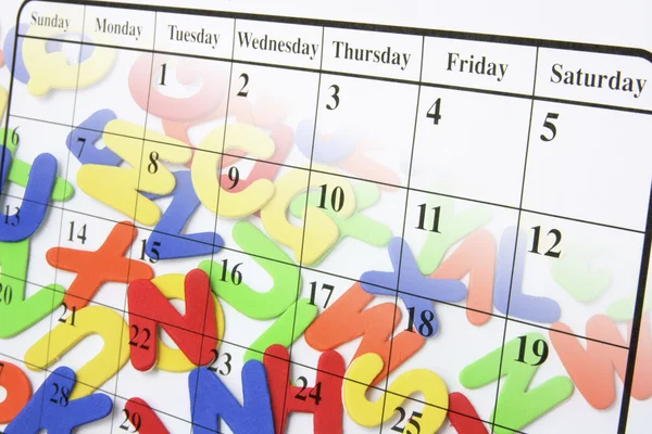 Calendar Page and Alphabets — Stock Photo, Image
