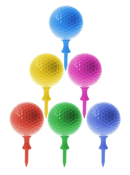 Bolas de golfe em T 's — Fotografia de Stock