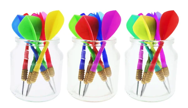 Darts in Glass Jars — Stock Photo, Image