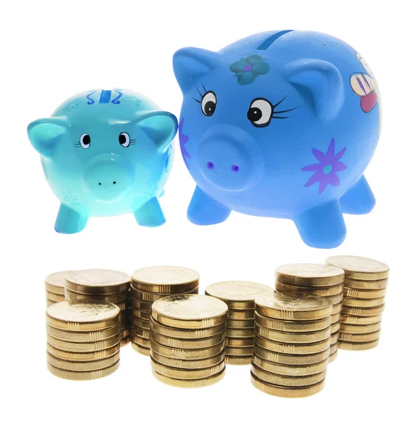 돼지 은행과 동전 — 스톡 사진