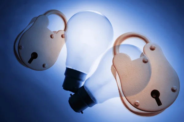 Light Bulbs and Padlocks — Stock Photo, Image