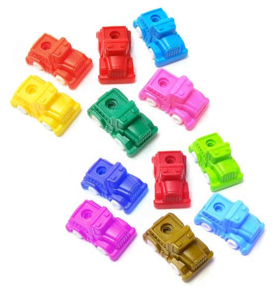 Samochody zabawki z tworzyw sztucznych — Zdjęcie stockowe