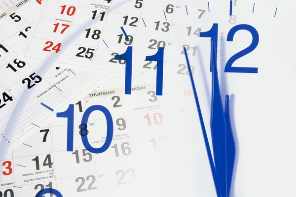 Klocka och kalender sidor — Stockfoto
