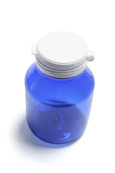 蓝色药丸瓶 — 图库照片