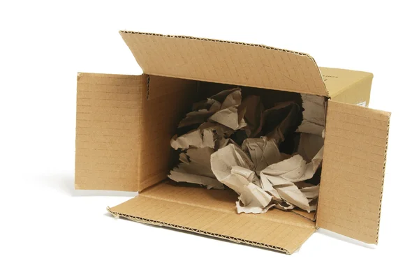 Waste Papers in Cardboard Box — Stock Photo, Image