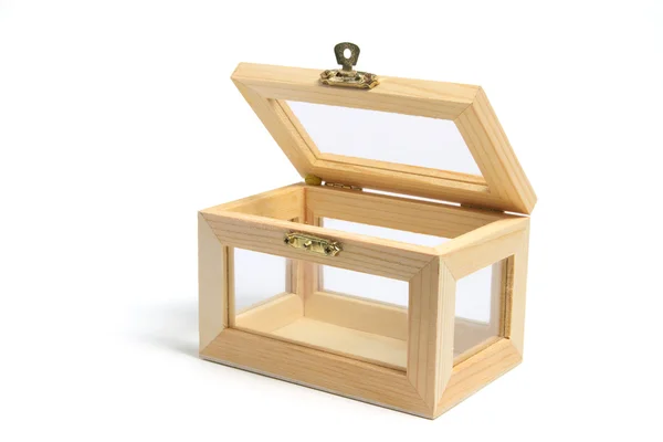 Dřevěným rámem skleněná krabice — Stock fotografie