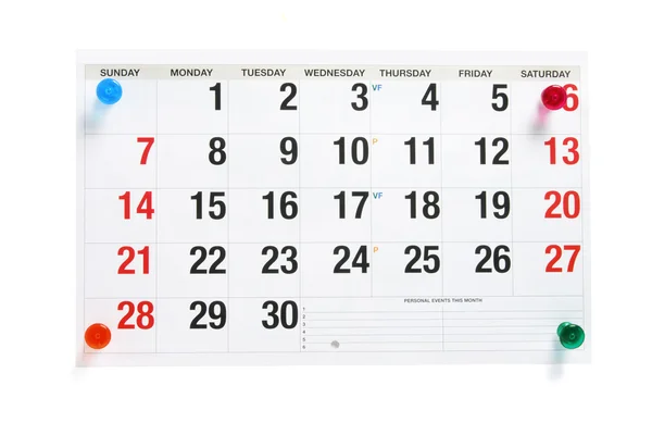 Klok en kalender pagina 's — Stockfoto