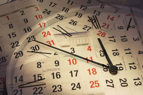 Ρολόι και ημερολόγιο σελίδες — Φωτογραφία Αρχείου