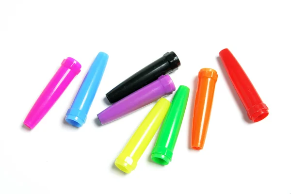 Kugelschreiberkappen aus Kunststoff — Stockfoto