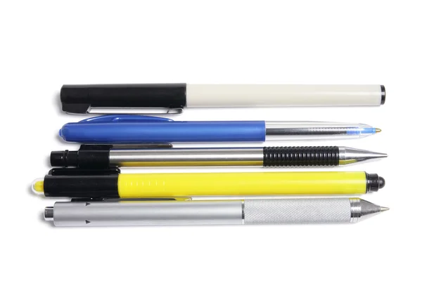 Tükenmez kalem ve marker kalemler — Stok fotoğraf