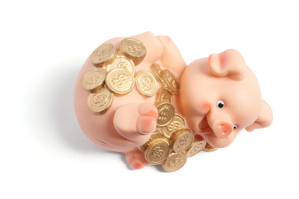 Piggybank con monedas — Foto de Stock