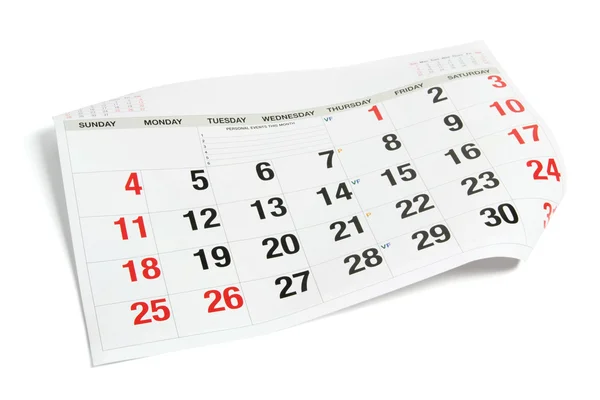 Pagina van de kalender — Stockfoto