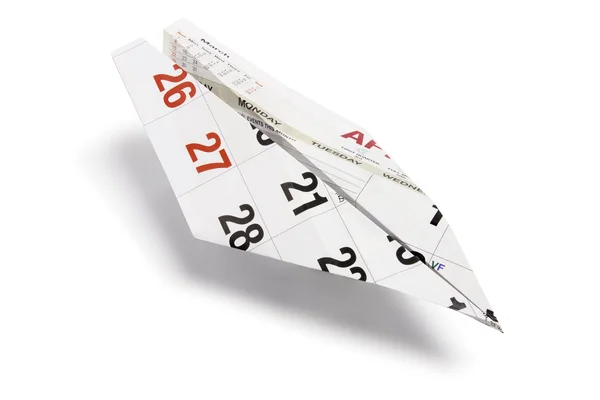 Kalender papier vliegtuig — Stockfoto
