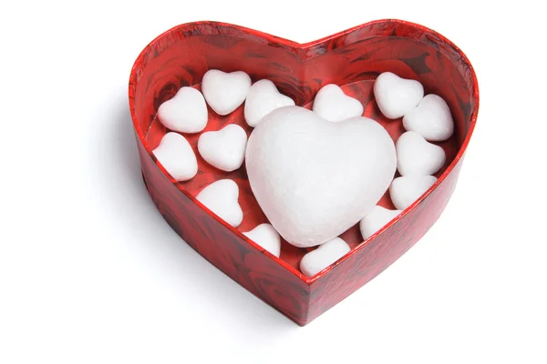 Liefde hart in de doos van de gift — Stockfoto