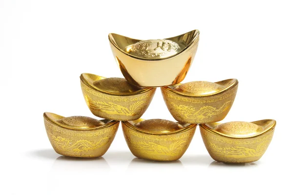 Zásobník čínské zlaté ingoty — Stock fotografie