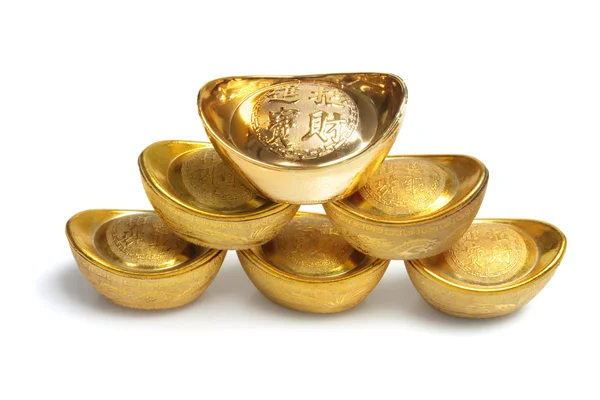 Pilha de lingotes de ouro chinês — Fotografia de Stock