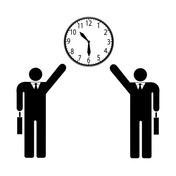 Two businessman and clock — Stock Vector