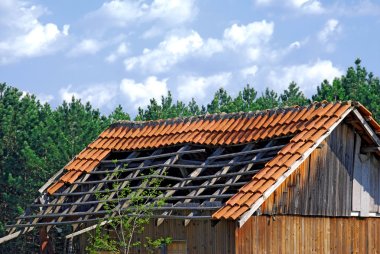 Old demolished tiled roof clipart