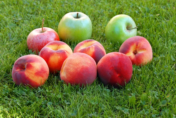 Персики и яблоки — стоковое фото