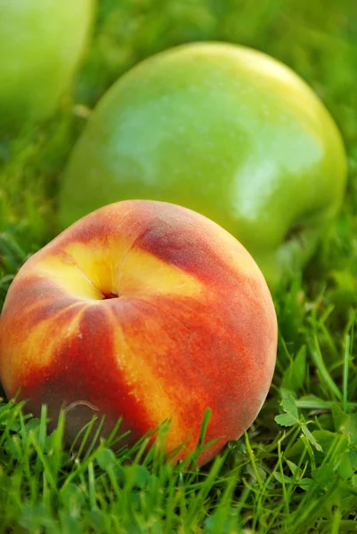 Apple and peach — Stock Photo, Image